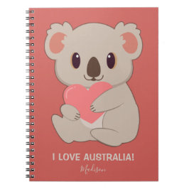 Individuelle Name, Text und Farbe Liebe Koala Notizblock
