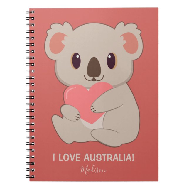 Individuelle Name, Text und Farbe Liebe Koala Notizblock (Vorderseite)