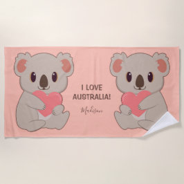 Individuelle Name, Text und Farbe Liebe Koala Strandtuch
