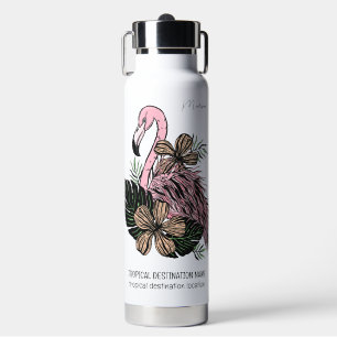 Individuelle Name, Text und Farbe Rosa Flamingo Trinkflasche