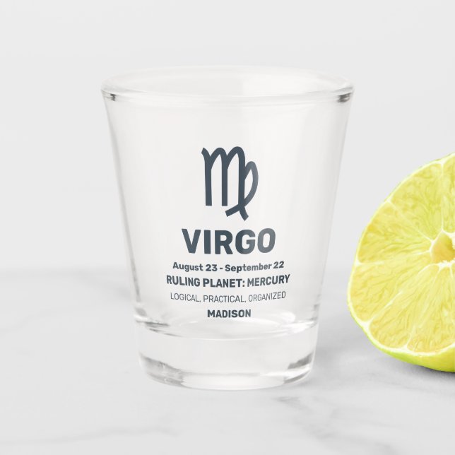 Individuelle Name / Text Zodiac Signage Virgo Schnapsglas (Vorderseite)