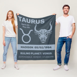 Individuelle Name / Text Zodiac Signrus Taurus Fleecedecke