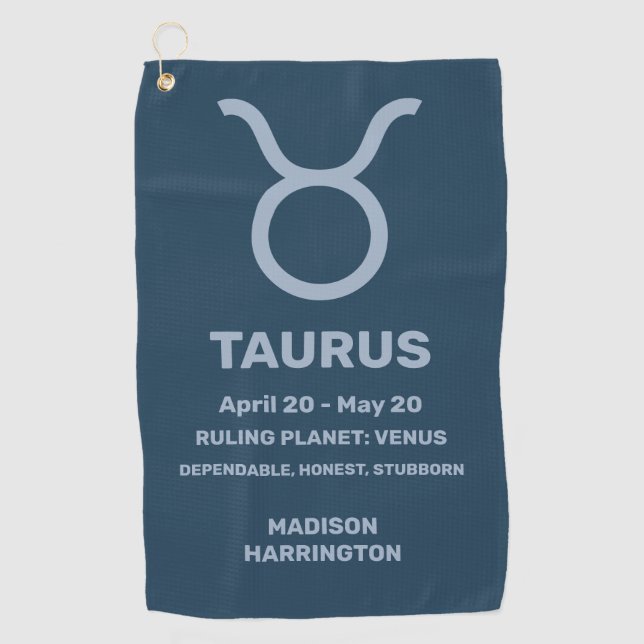 Individuelle Name / Text Zodiac Signrus Taurus Golfhandtuch (Vorderseite)