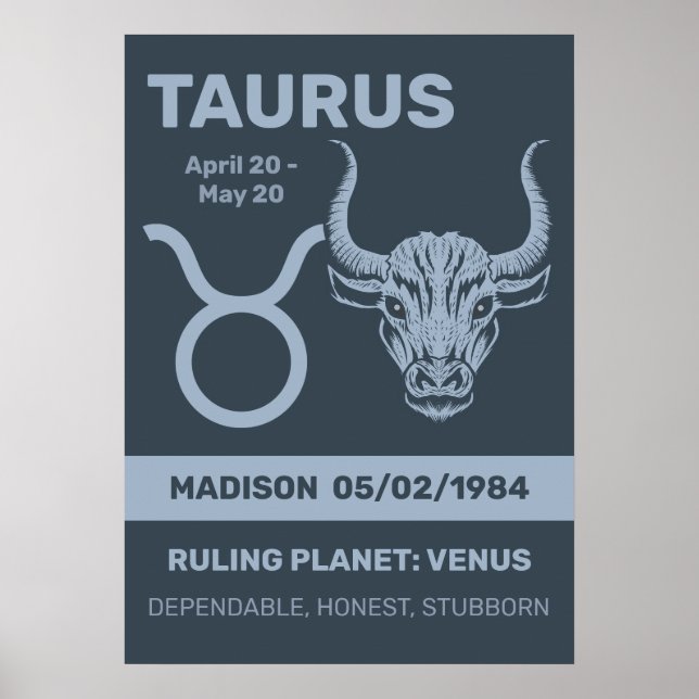 Individuelle Name / Text Zodiac Signrus Taurus Poster (Vorne)