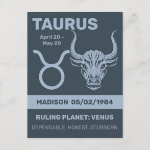 Individuelle Name / Text Zodiac Signrus Taurus Postkarte