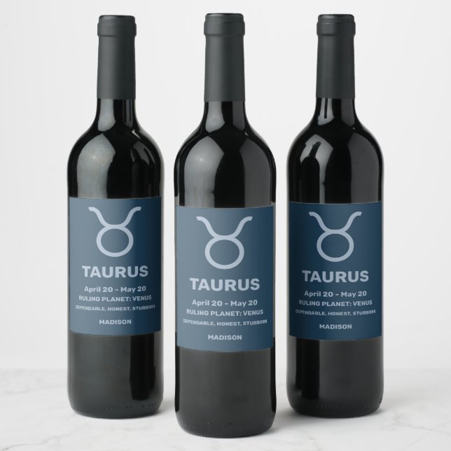 Individuelle Name / Text Zodiac Signrus Taurus Weinetikett (Flaschen)