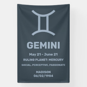 Individuelle Name/Text-Zodiac-Zeichen-Gemini Banner