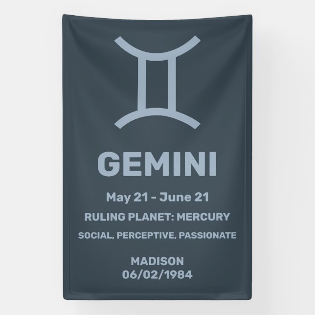 Individuelle Name/Text-Zodiac-Zeichen-Gemini Banner (Vertikal)
