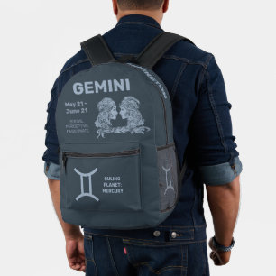 Individuelle Name/Text-Zodiac-Zeichen-Gemini Bedruckter Rucksack