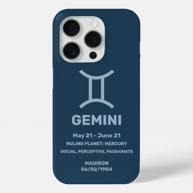Individuelle Name/Text-Zodiac-Zeichen-Gemini Case-Mate iPhone Hülle (Rückseite)