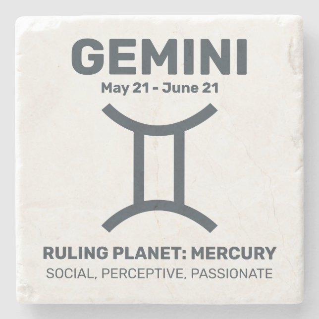 Individuelle Name/Text-Zodiac-Zeichen-Gemini Steinuntersetzer (Vorderseite)