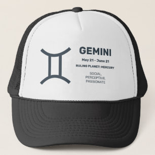 Individuelle Name/Text-Zodiac-Zeichen-Gemini Truckerkappe