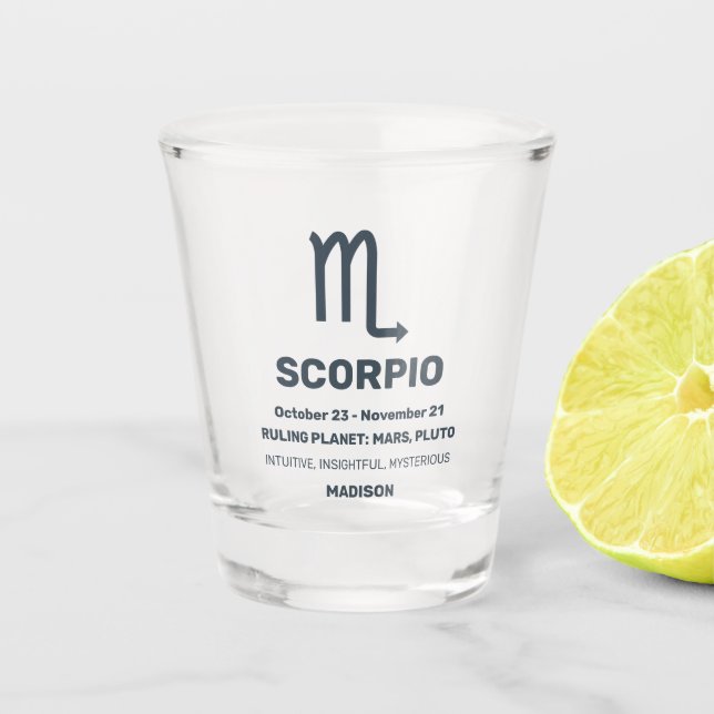 Individuelle Name/Text-Zodiac-Zeichen-Skorpio Schnapsglas (Vorderseite)