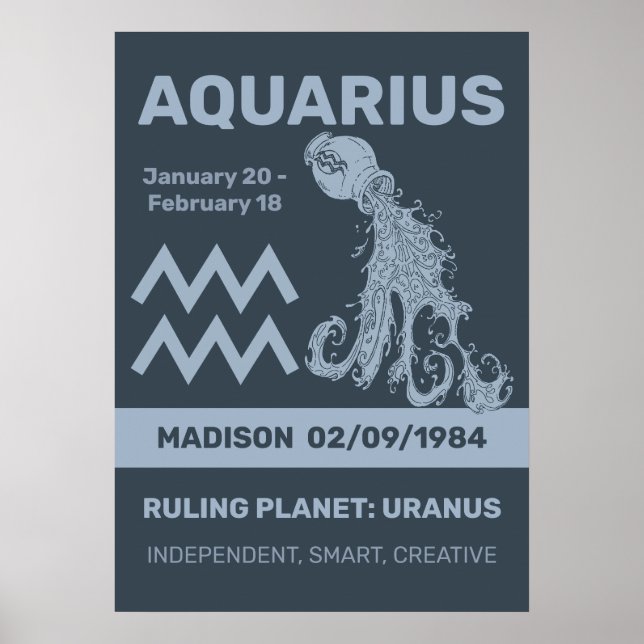 Individuelle Name / Text Zodiac Zeichenaquarius Poster (Vorne)