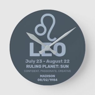 Individuelle Name / Text-Zodiac-Zeichenleo Runde Wanduhr