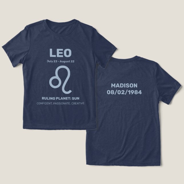 Individuelle Name / Text-Zodiac-Zeichenleo Tri-Blend Shirt (Design Vorderseite & Rückseite)