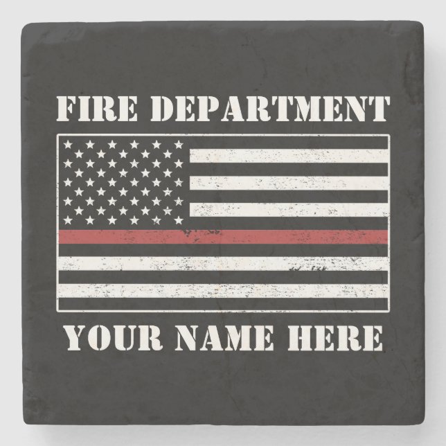Individuelle Name Thin Red Line Flaggen Stolz Feue Steinuntersetzer (Vorderseite)