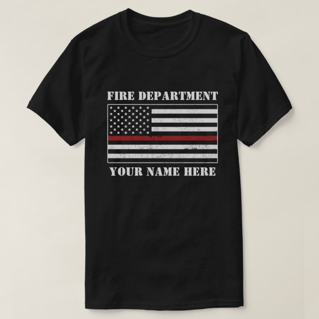 Individuelle Name Thin Red Line Flaggen Stolz Feue T-Shirt (Design vorne)