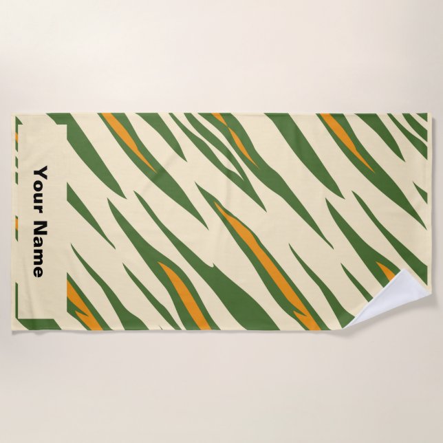 Individuelle Name Tiger Animal Print Summer Beach  Strandtuch (Vorderseite)