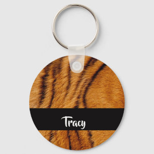 Individuelle Name-Tiger-Haut Schlüsselanhänger