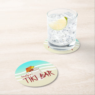 Individuelle Name Tiki Bar Runder Pappuntersetzer