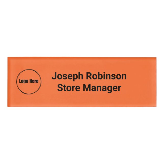 Individuelle Name Titel Logo Burnt Orange Namenschild (Vorderseite)
