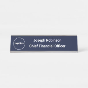 Individuelle Name Titel Logo Midnight Navy Blue Schreibtischnamensplakette