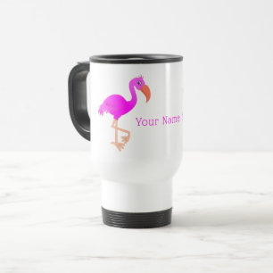 Individuelle Name Travel Mug mit rosa Flamingos Reisebecher