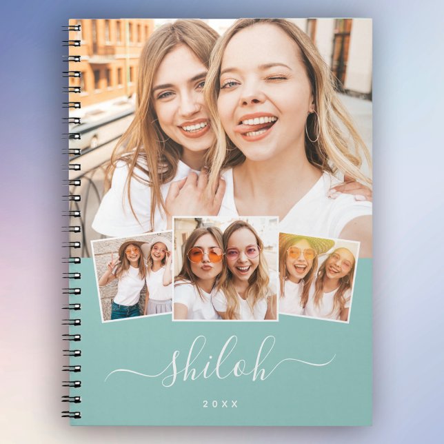 Individuelle Name Trendy Modernes Drehbuch 4 FotoC Notizblock (Personalized perfection for stylish notes & memories. ✨📓 #CustomDesign #TrendyNotebook)