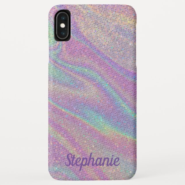 Individuelle Name Trendy Rainbow Glitzer Texture A Case-Mate iPhone Hülle (Rückseite)