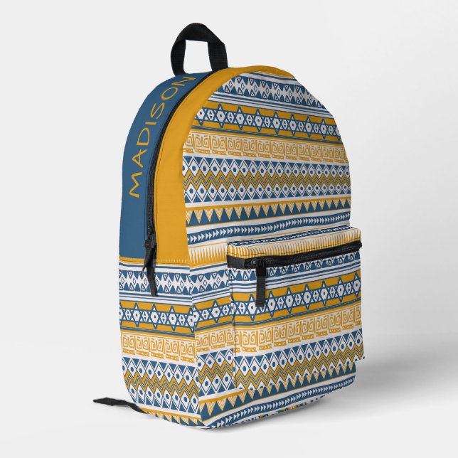 Individuelle Name Tribal Aztec Muster Bedruckter Rucksack (Rückseitige Ecke links)