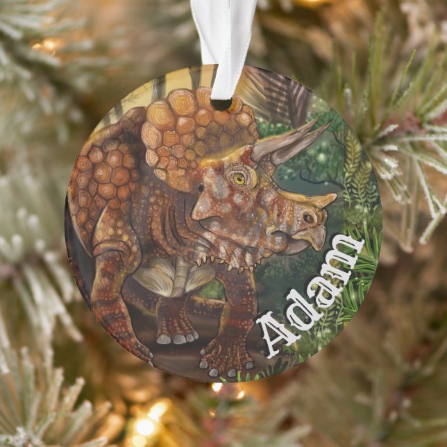 Individuelle Name Triceratops Forest Ornament (Baum)
