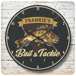 Individuelle Name Trophy Fishing Angler Bait Tackl Große Wanduhr