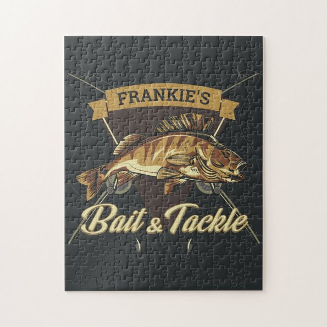 Individuelle Name Trophy Fishing Angler Bait Tackl Puzzle (Vertikal)