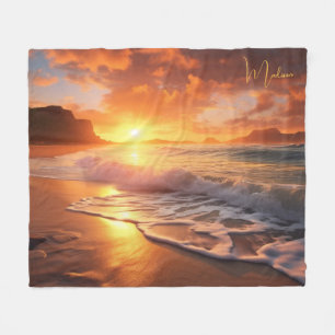 Individuelle Name Tropical Beach Sunset Fleecedecke