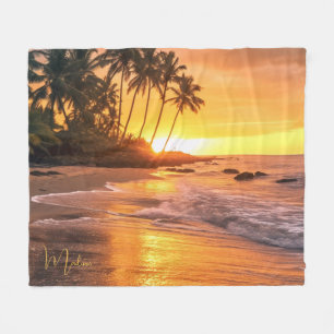 Individuelle Name Tropical Beach Sunset Fleecedecke