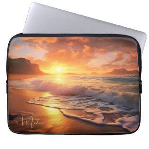 Individuelle Name Tropical Beach Sunset Laptopschutzhülle
