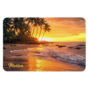 Individuelle Name Tropical Beach Sunset Magnet