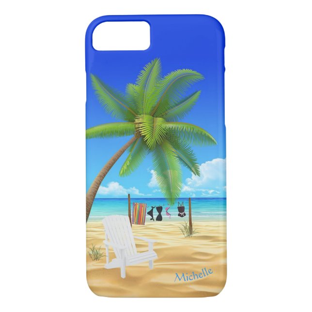 Individuelle Name Tropical Beach Szene Case-Mate iPhone Hülle (Rückseite)