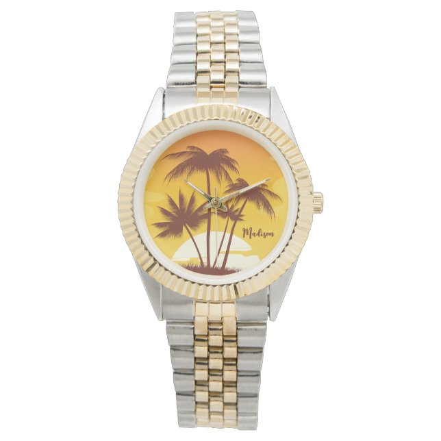 Individuelle Name Tropical Island Sunset Armbanduhr (Vorderseite)