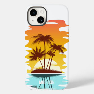 Individuelle Name Tropical Island Sunset Case-Mate iPhone 14 Hülle