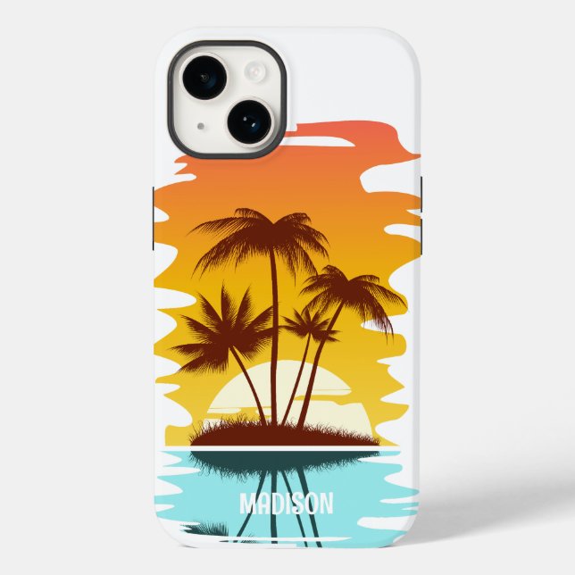 Individuelle Name Tropical Island Sunset Case-Mate iPhone Hülle (Rückseite)