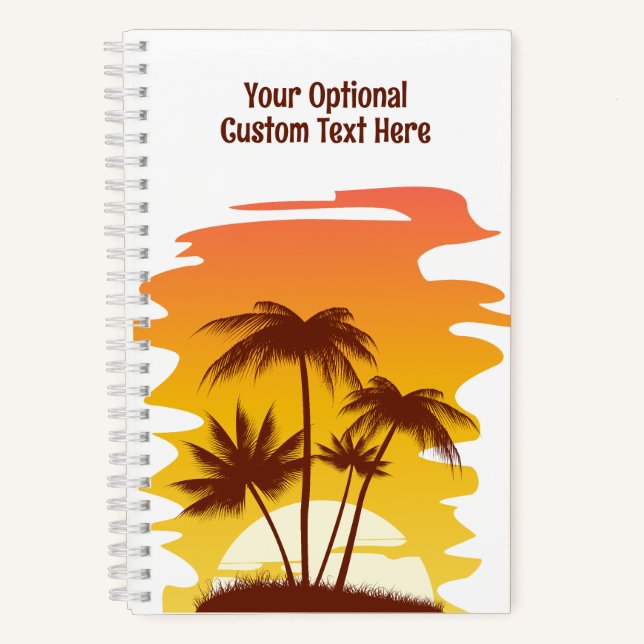Individuelle Name Tropical Island Sunset Notizbuch (Vorderseite)