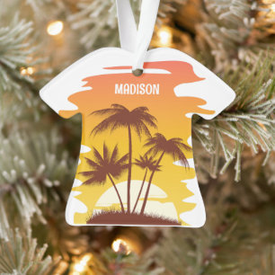Individuelle Name Tropical Island Sunset Ornament
