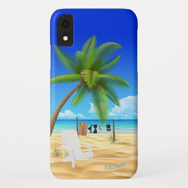 Individuelle Name Tropical Ocean Beach Szene Case-Mate iPhone Hülle (Rückseite)