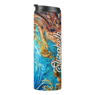 Individuelle Name Tropical Seascape Beach Waves Thermosbecher
