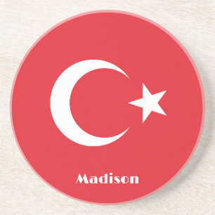 Individuelle Name Türkei-Flagge Getränkeuntersetzer