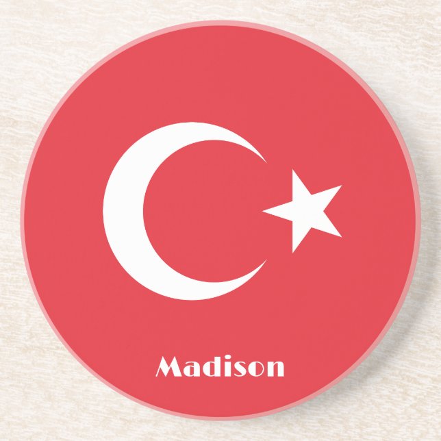 Individuelle Name Türkei-Flagge Getränkeuntersetzer (Vorne)