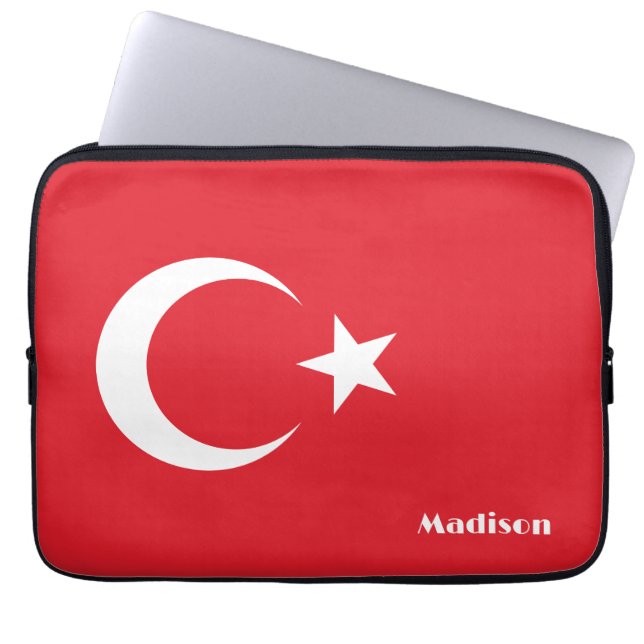 Individuelle Name Türkei-Flagge Laptopschutzhülle (Vorderseite)