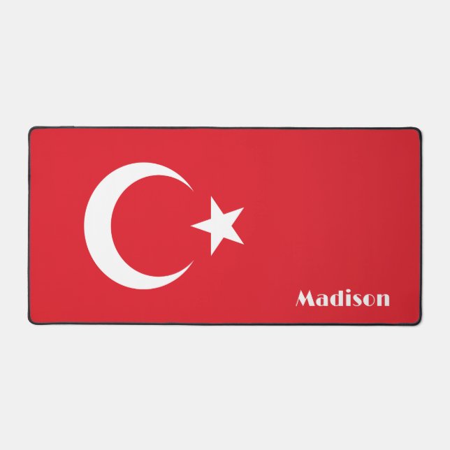 Individuelle Name Türkei-Flagge Schreibtischunterlage (Vorderseite)